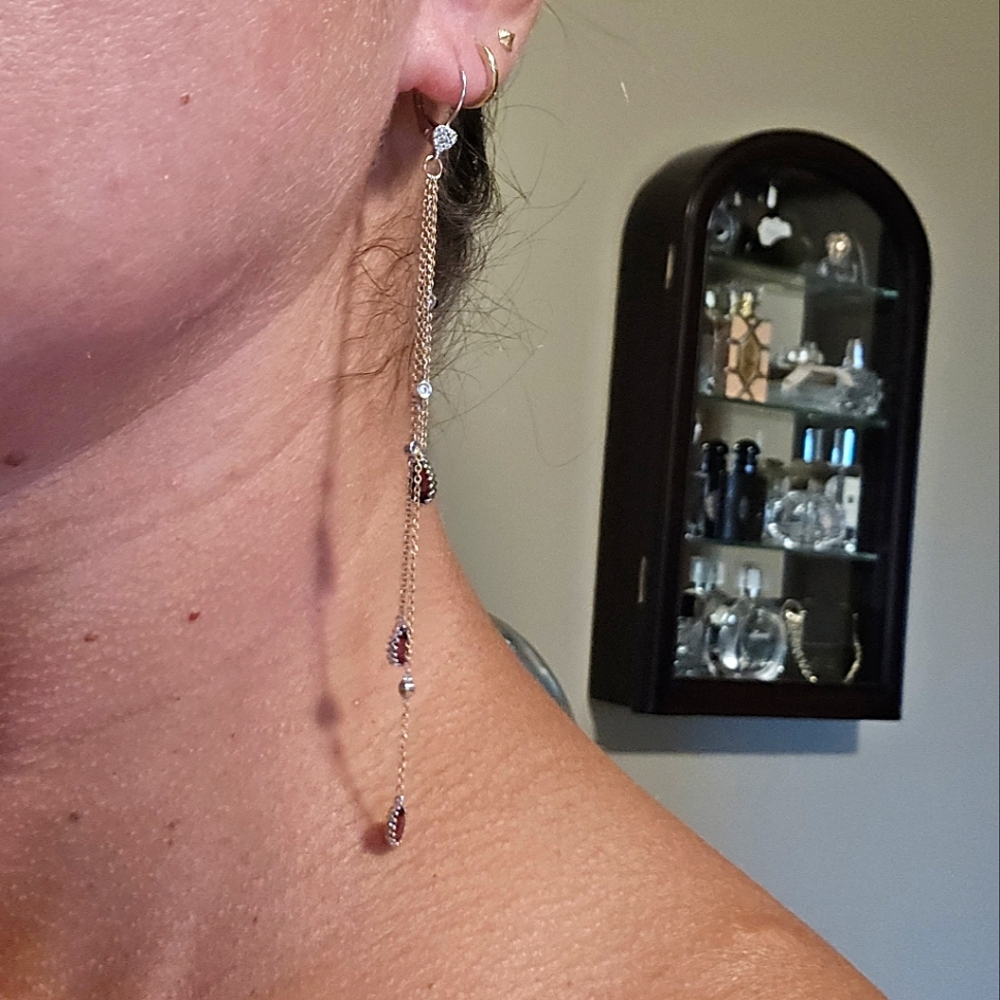 14k Gold Diamond and Garnet Earrings - Picture 13 of 14